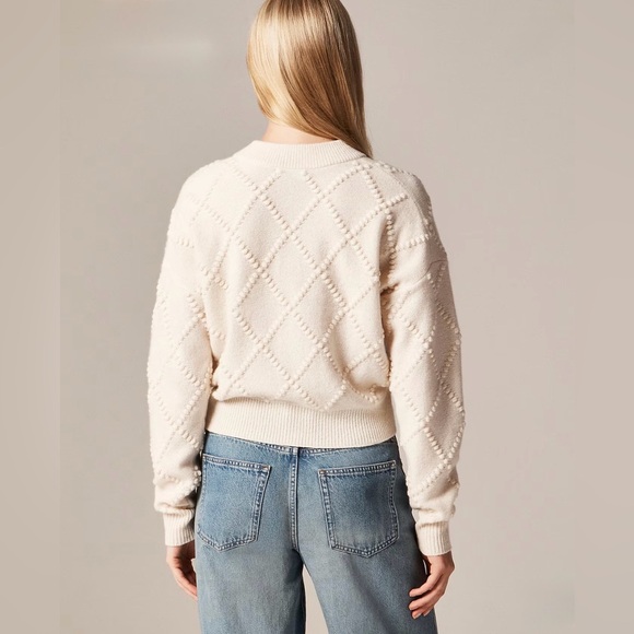 NWT! J. CREW Women’s Popcorn-stitch Cardigan in Vintage Wool, Ivory, Size Small - Picture 11 of 14